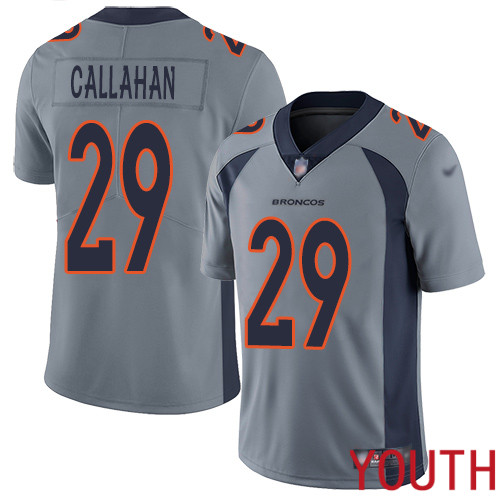 Youth Denver Broncos #29 Bryce Callahan Limited Silver Inverted Legend Football NFL Jersey->youth nfl jersey->Youth Jersey